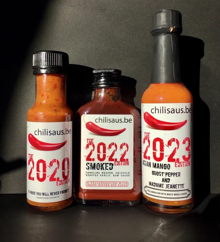 Chilisaus.be TRIO - 3 of our own Hot Sauces (Heat Levels 8, 10, 10)